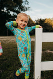 Blue Out of This World Bamboo Zip Romper