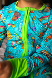 Blue Out of This World Bamboo Zip Romper